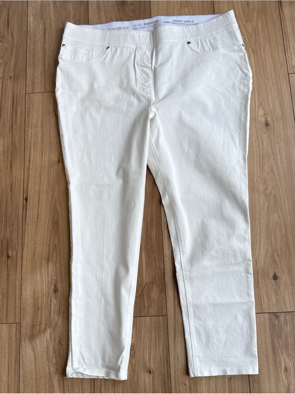 NyGard Luxe Denim Skinny Ankle Jeans 360 4-Way Stretch White 2X (20W-22W)